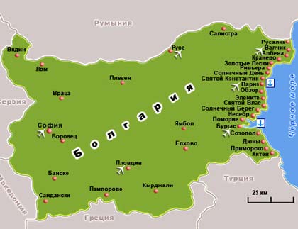 Болгария, Карта Болгарии от Илиан тур