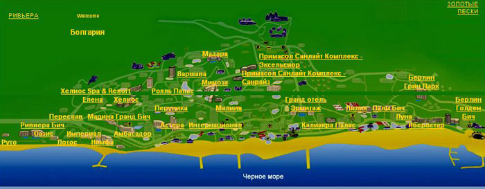 Карта Золотых песков от "Илиан тур".