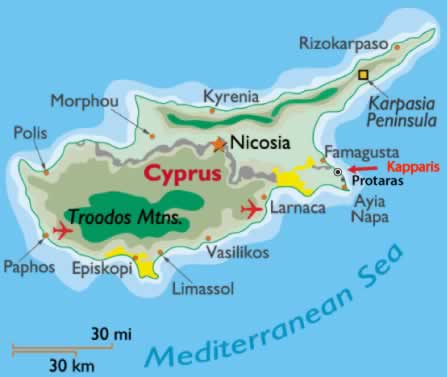 Карта Кипра, погода на Кипре, Туры на Кипр