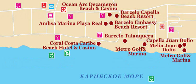 Карта Хуан Долио, отели Хуан Долио, погода в Хуан Долио доминиканская республика