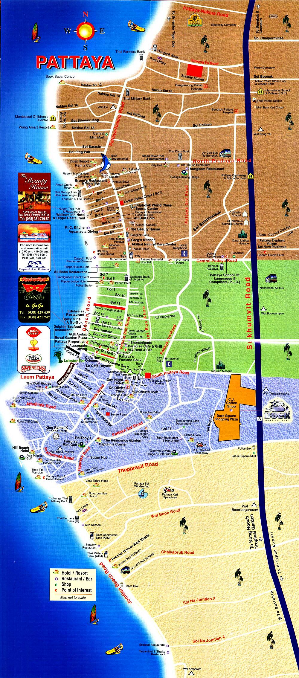 Таиланд Паттайя Карта(Уменьшенная) от Илиан тур. Для просмотра кликните по карте !