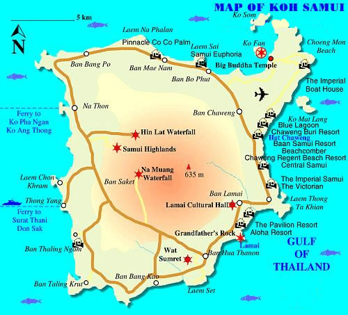 Карта Самуи - путевки на Самуи