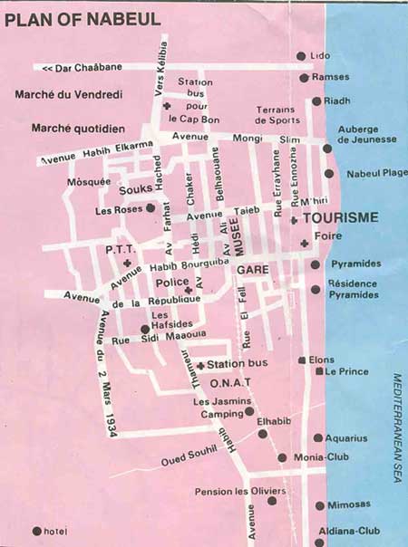 Тунис Набель - Карта Набеля от "Илиан тур".