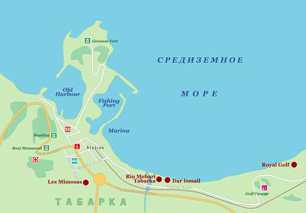 Карта Табарки от "Илиан тур".