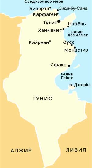 Карта Туниса отдых - купить горящие туры в Тунис из Москвы 