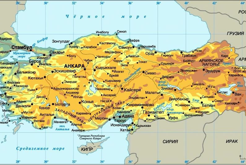 Карта Турции от "Илиан тур"